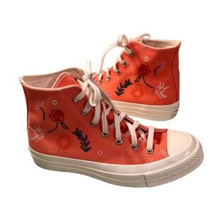 Converse Chuck Taylor high-top sneakers with floral embroidery Size 7.5